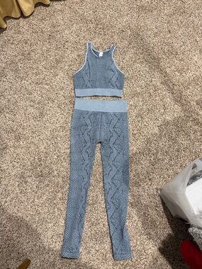 Blue Snakeskin Legging Set